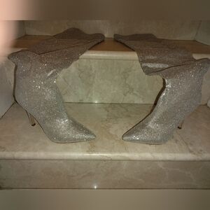 Aldo, Crystal Silver Over The Knee Boots